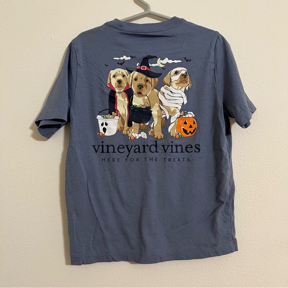 Vineyard Vines Boys Blue Dog Halloween Tee Size 6 - Picture 1 of 3